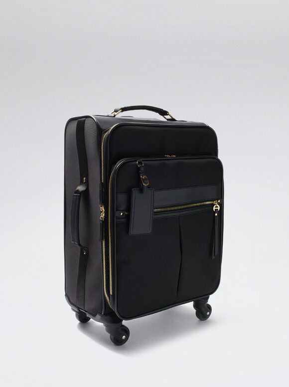 Nylon Suitcase, Black, hi-res