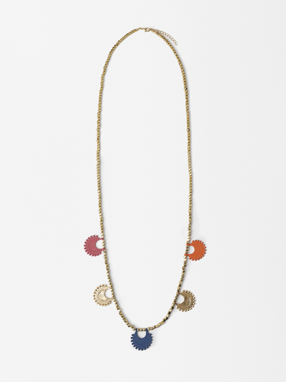 Necklace With Rubber Pendants, Multicolor, hi-res