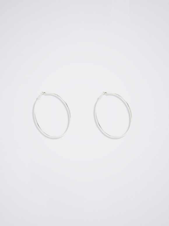 Basic Large Hoop Earrings, Silver, hi-res