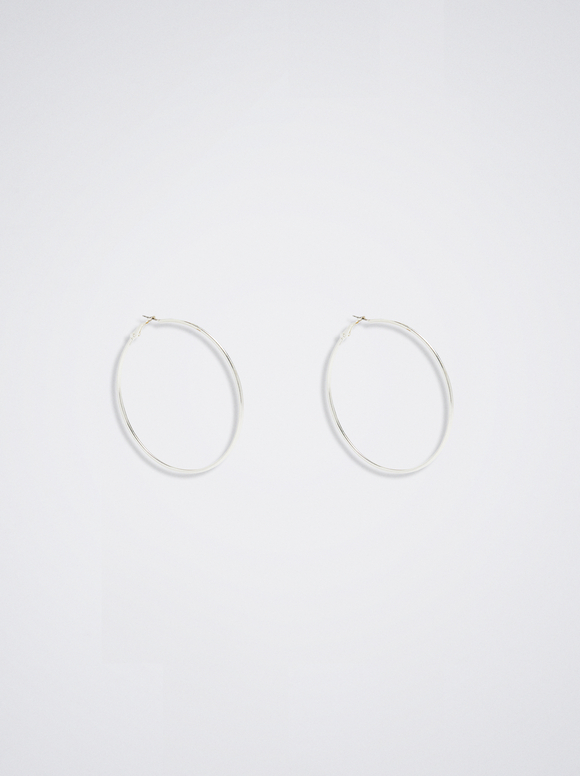 Basic Large Hoop Earrings, Silver, hi-res