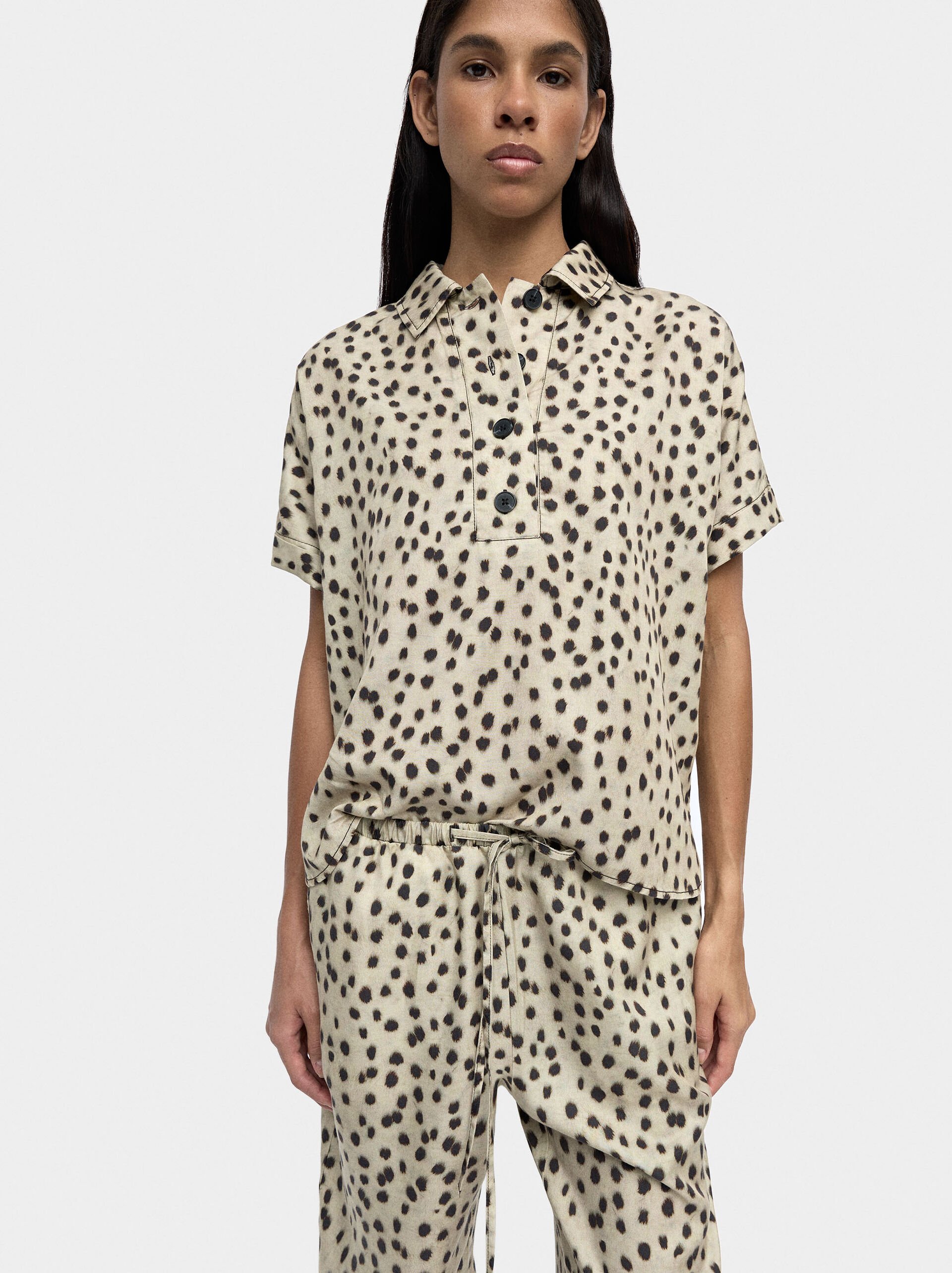 100% lyocell animal print shirt image number 0.0