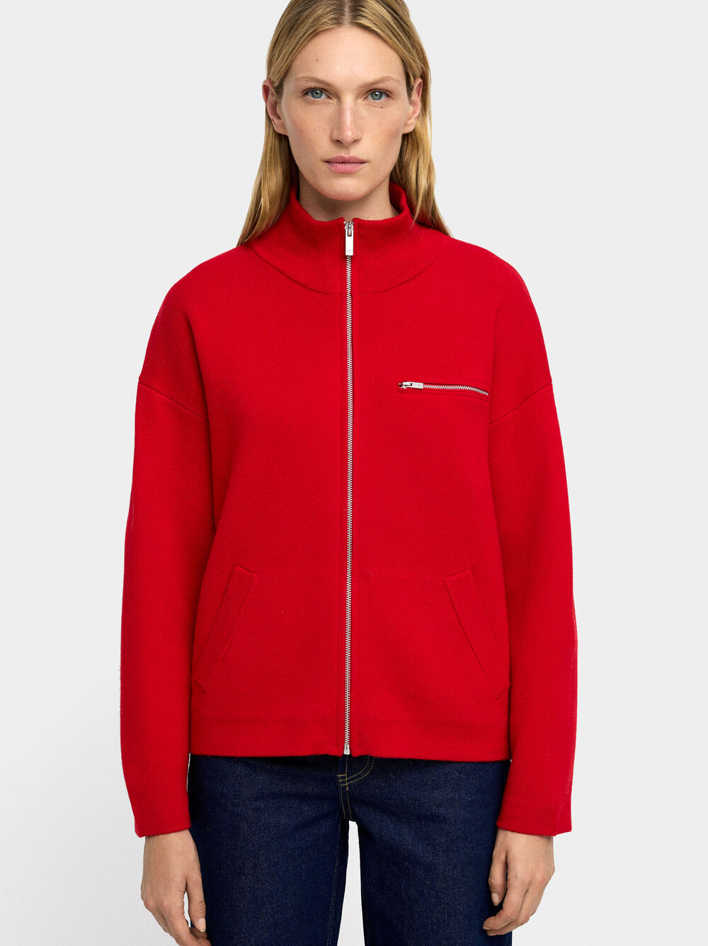 Zipped knit cardigan