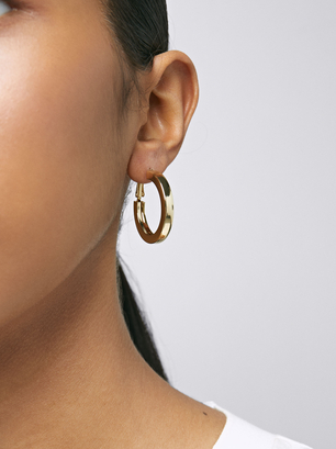 Basic Small Hoop Earrings, Golden, hi-res