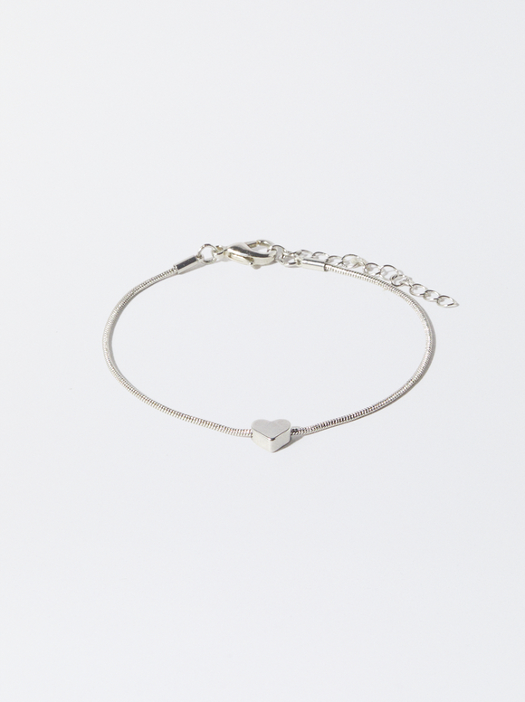 Silver Bracelet With Heart, Silver, hi-res