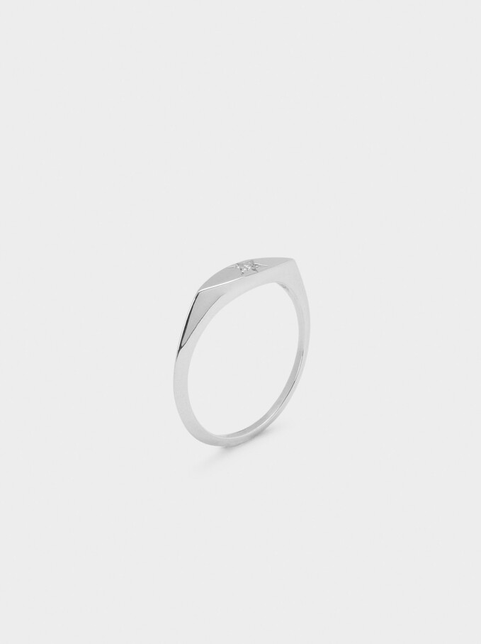 925 Silver Star Ring With Zirconia, Silver, hi-res