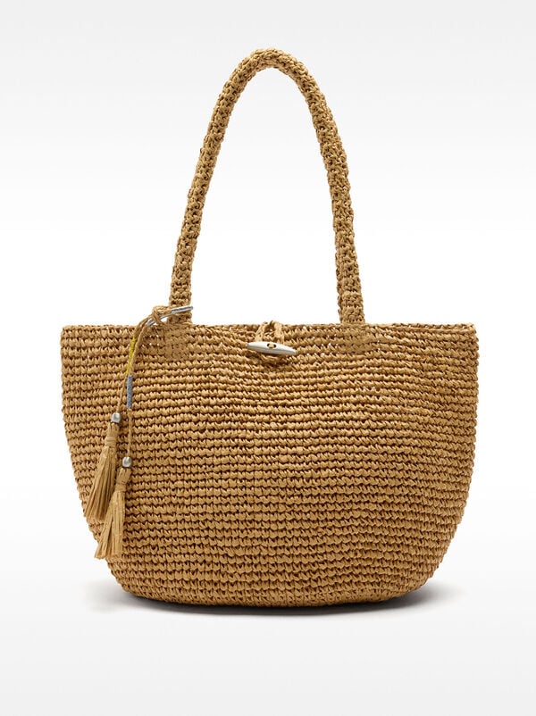 Tote bag with straw effect M