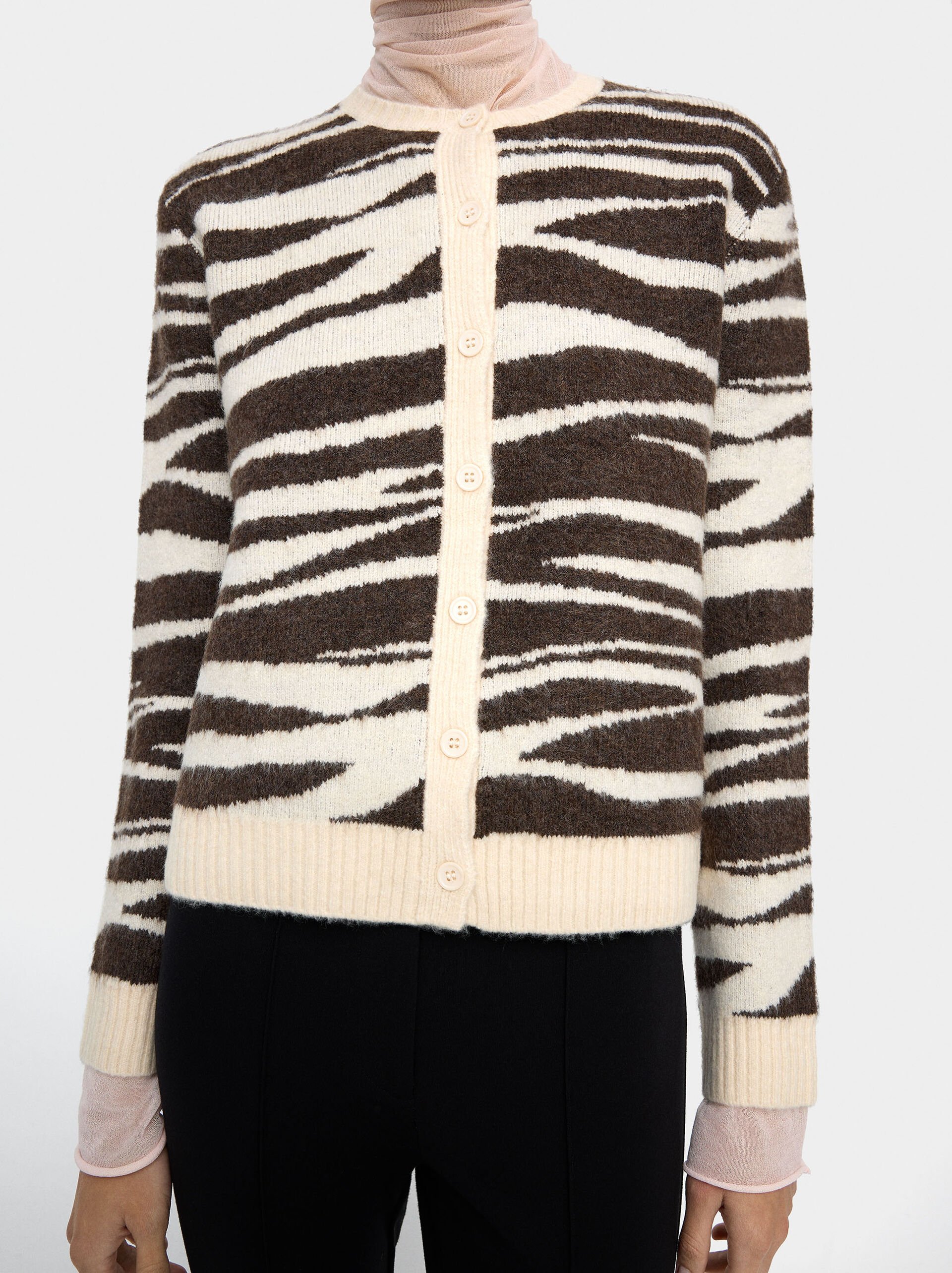 Jacquard knit cardigan image number 1.0