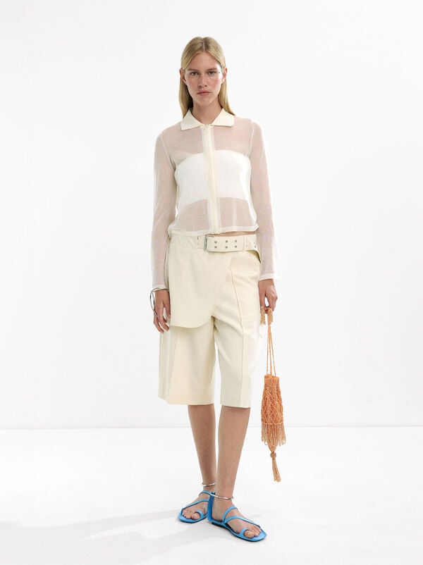 Knit shirt with zipper