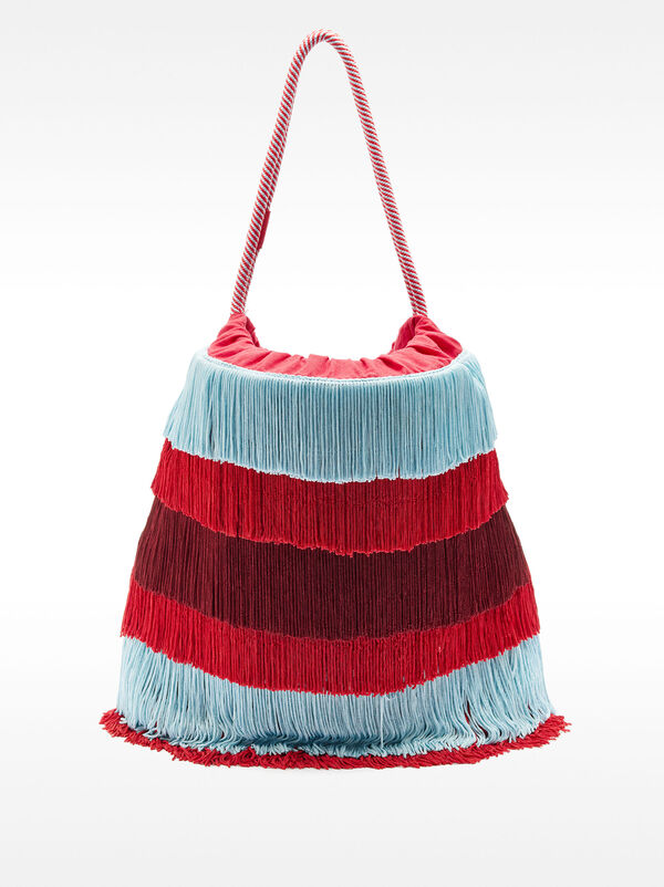Cotton bucket bag with fringes