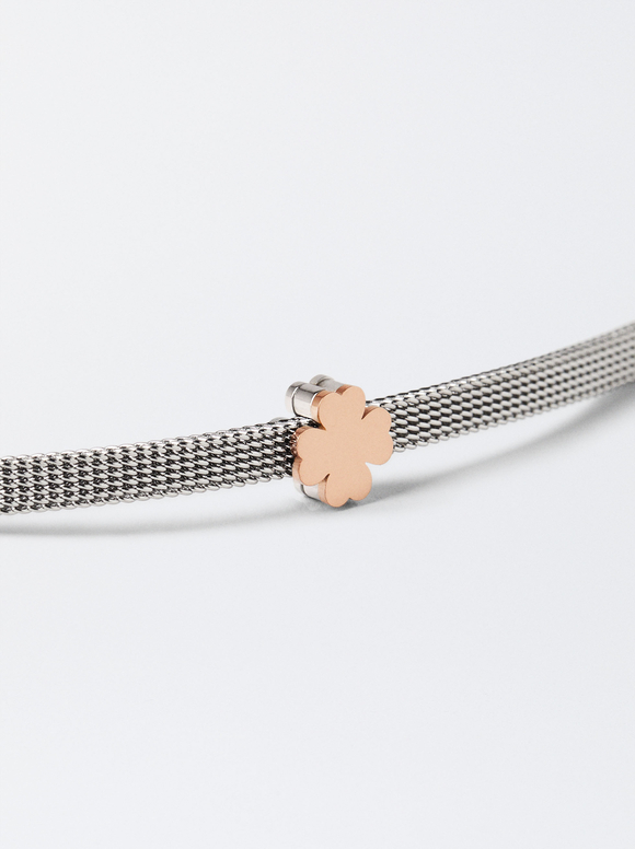 Stainless Steel Bracelet With Shamrock, Multicolor, hi-res