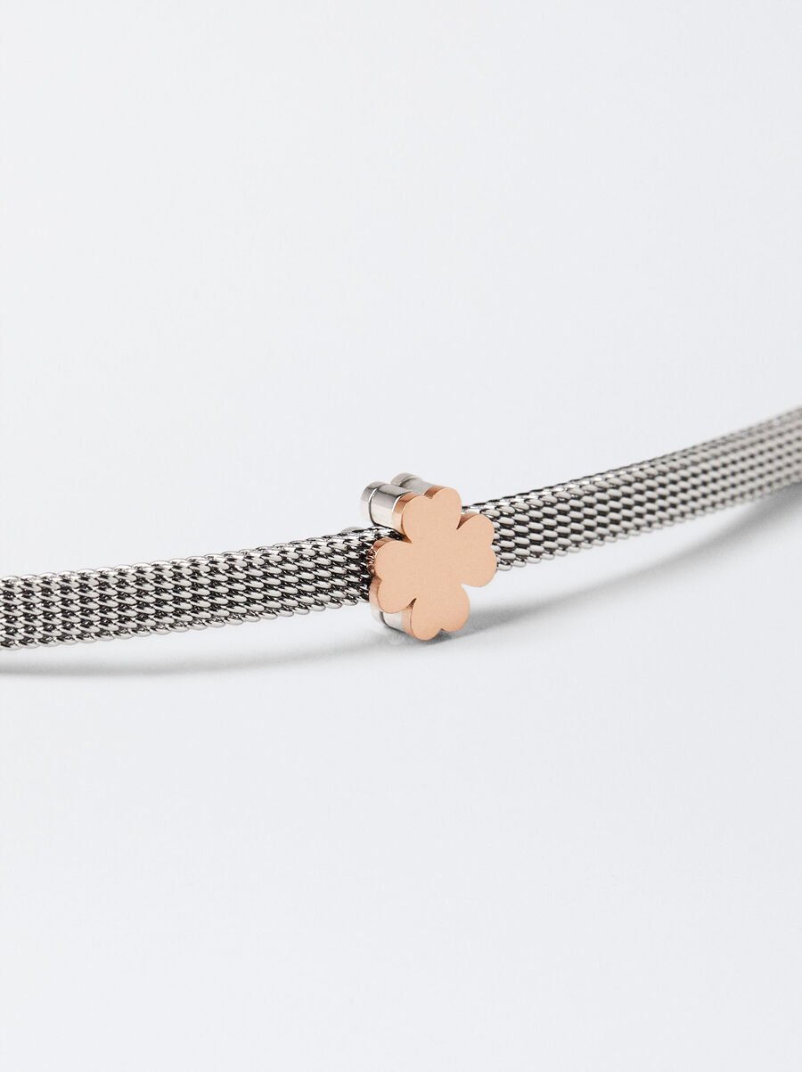 Pulsera de acero inoxidable con trébol