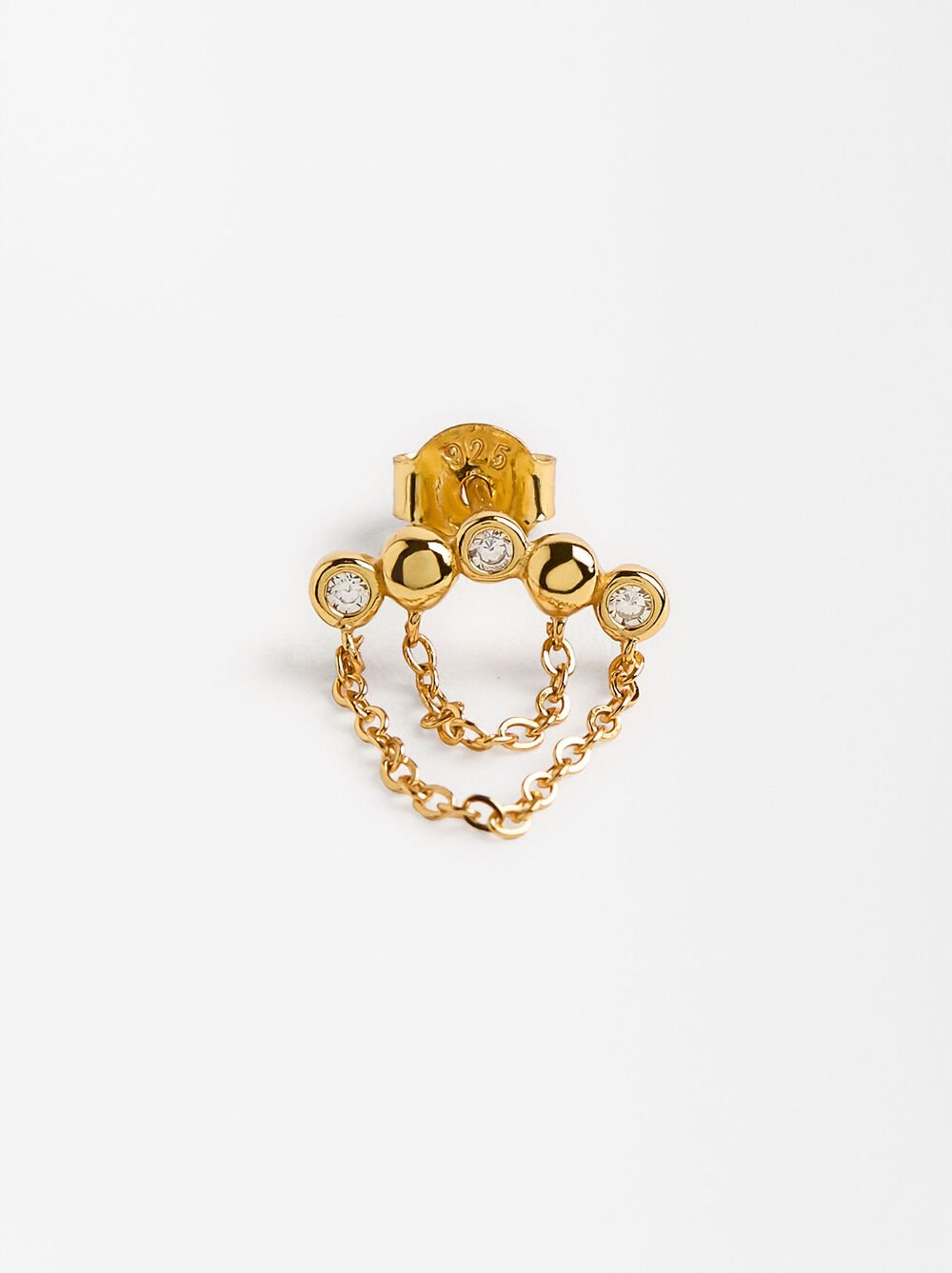 Single earring with zirconias - 925 sterling silver