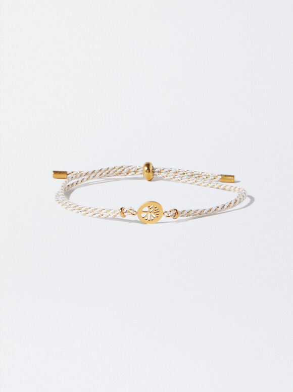 Adjustable Gold-Plated Steel Bracelet, White, hi-res