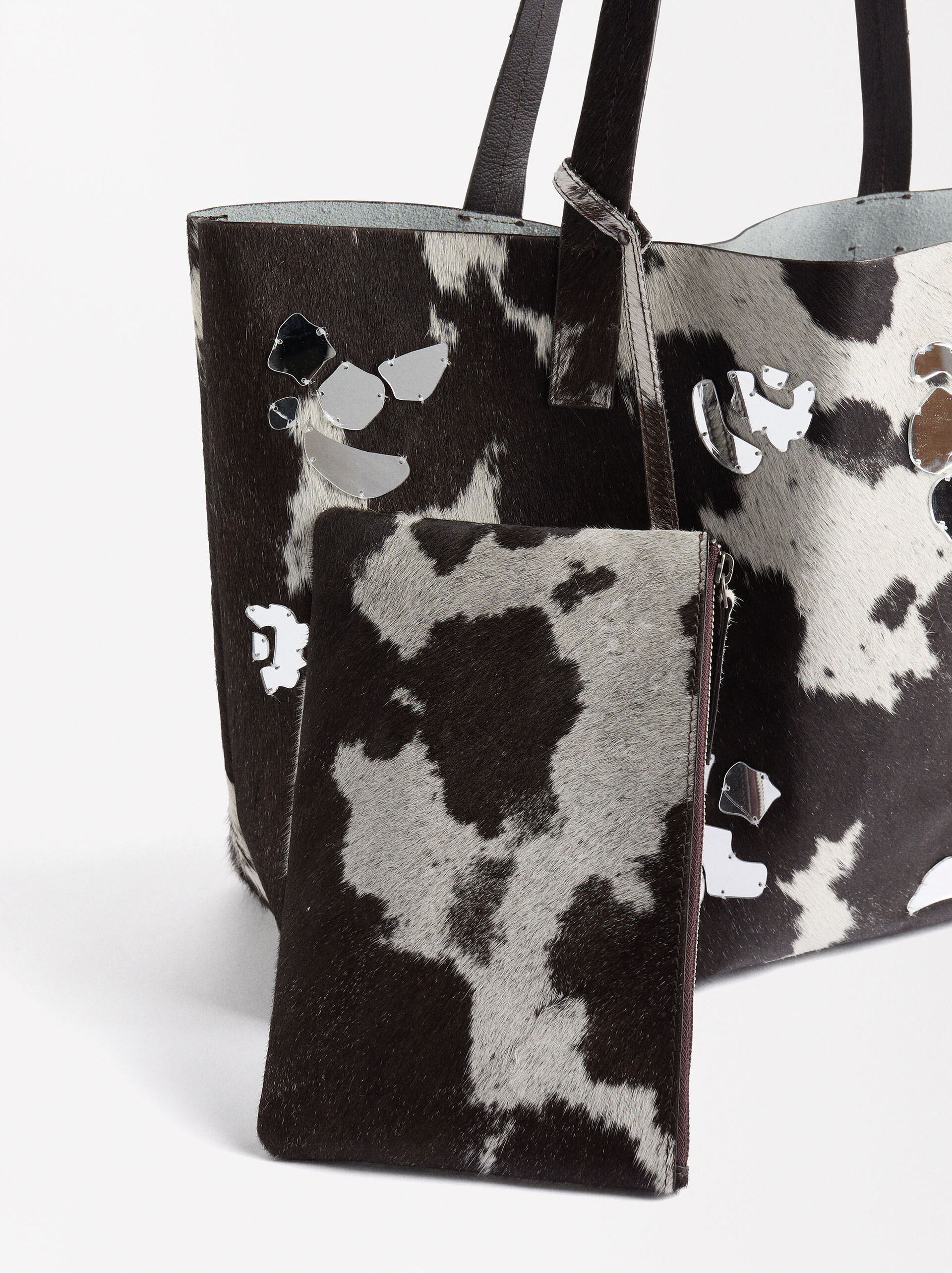 Leder-Shopper-Tasche mit Spiegeldetails image number 4.0