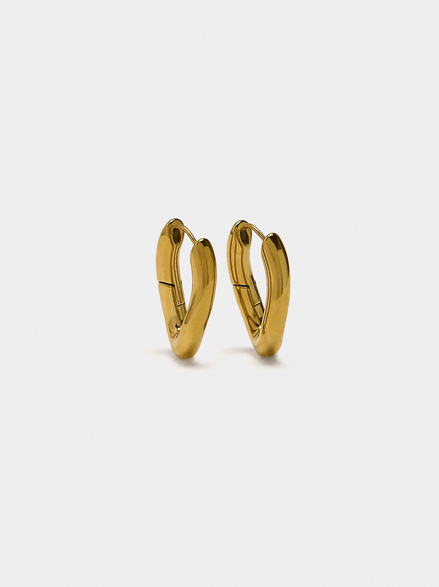 Elongated hoop earrings - stainless steel