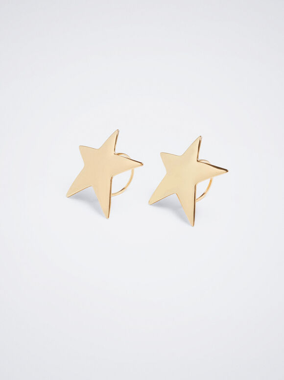 Set Of 2 Napkin Rings With Stars, Golden, hi-res