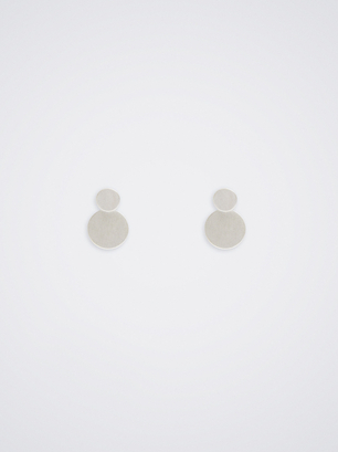 Silver Brushed Earrings, Silver, hi-res
