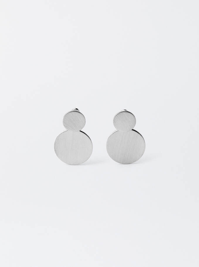 Silver Brushed Earrings, Silver, hi-res