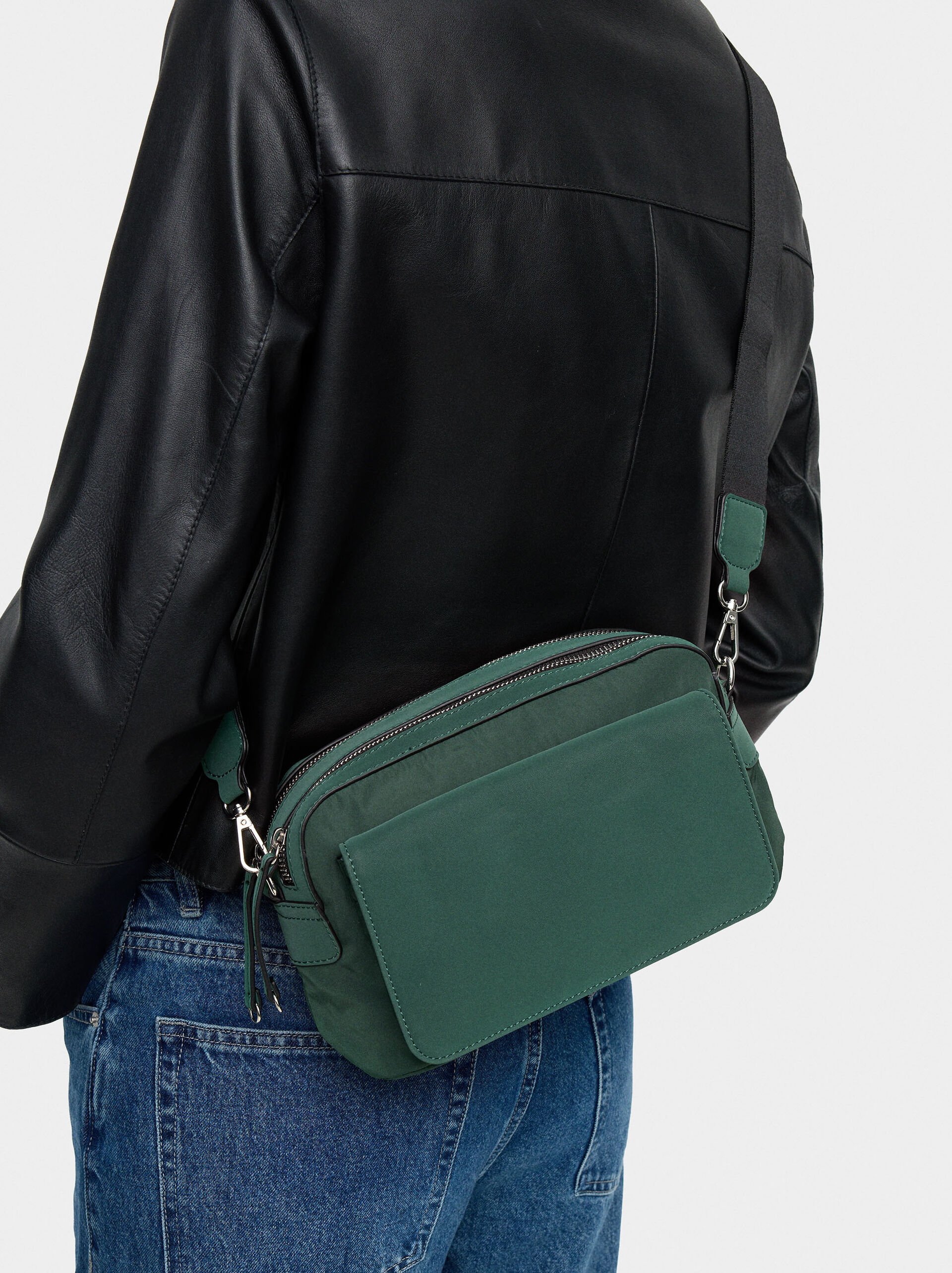 Nylon crossbody bag with flap image number 1.0