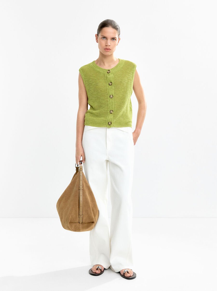 Knit vest with buttons