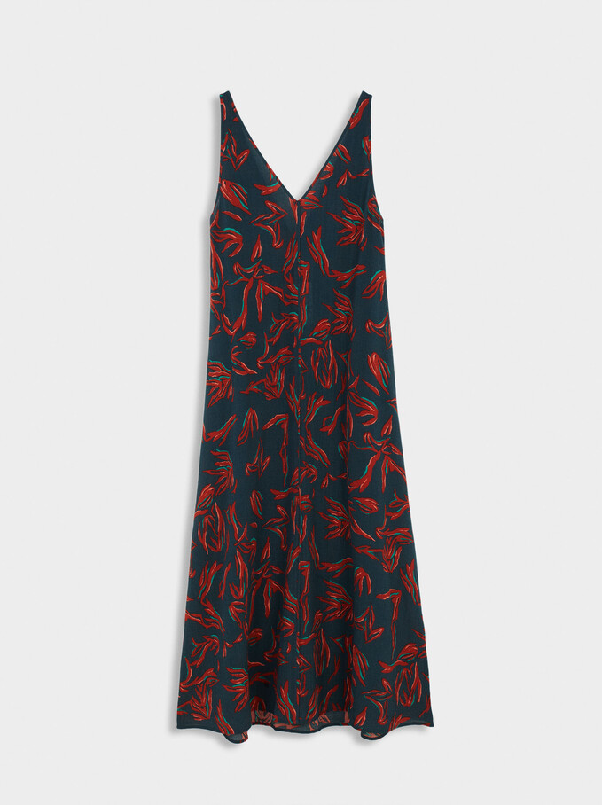 Printed Dress With Straps, , hi-res