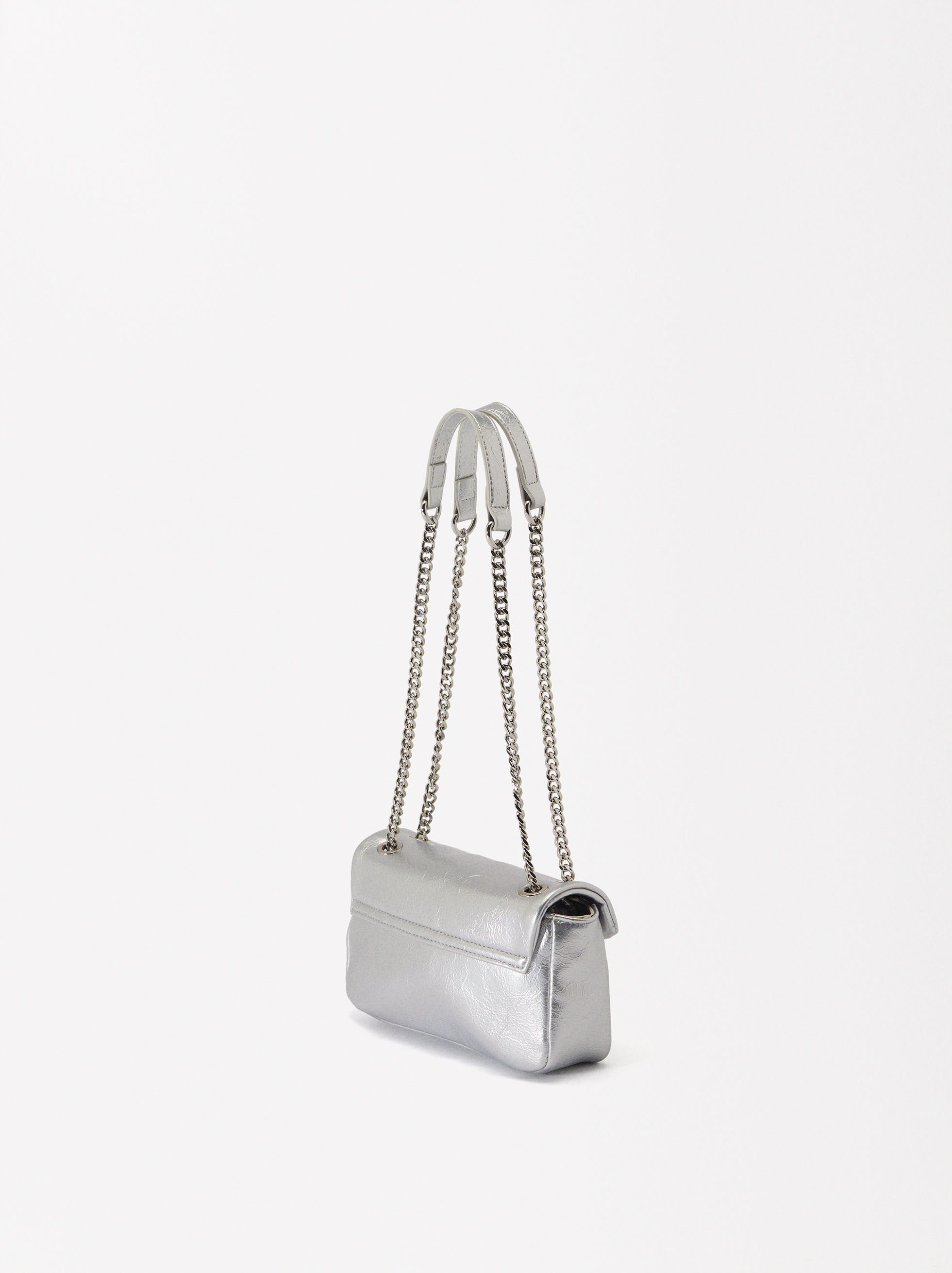 Metallic leather shoulder bag top