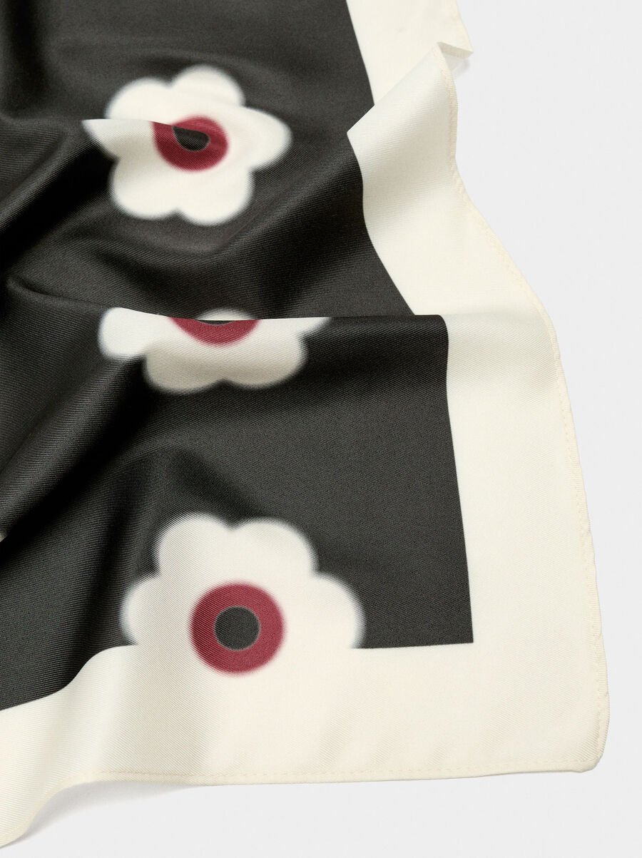 Satin square printed scarf
