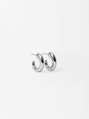 Silver Hoop Earrings - Stainless Steel 
