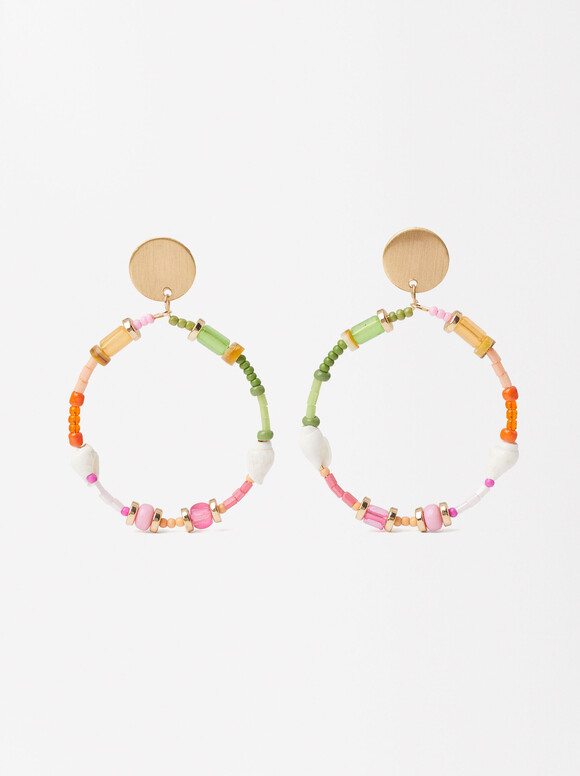 Beaded Earrings, Multicolor, hi-res