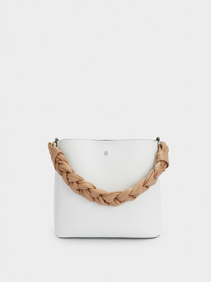 Handbag With Braided Handle, White, hi-res