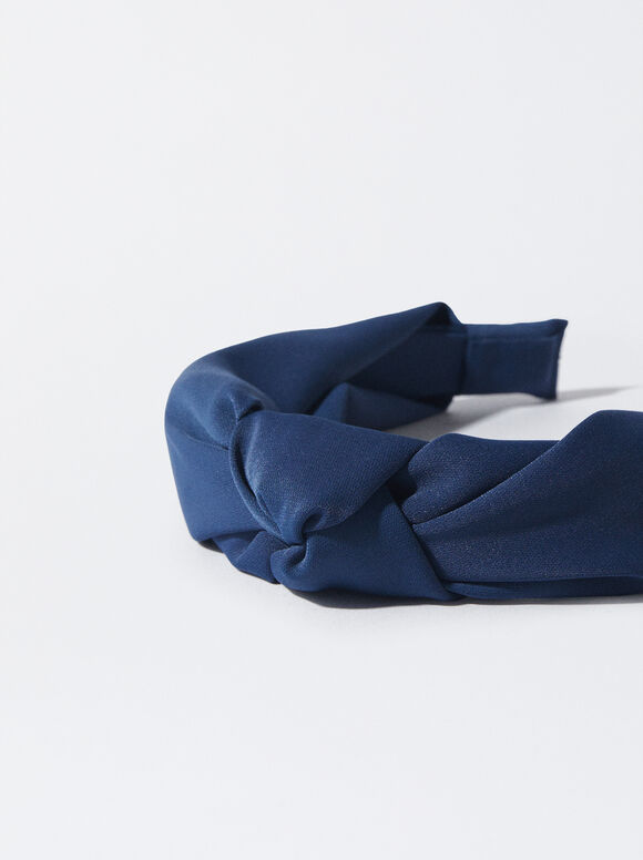 Wide Headband With Knot, Blue, hi-res