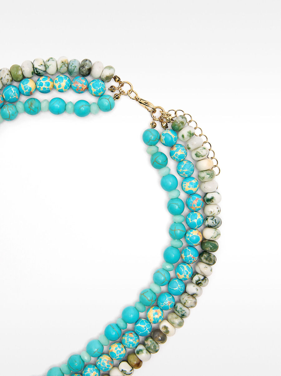 Triple stone bead necklace