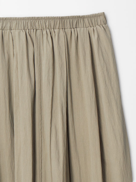 Long Skirt With Elastic Waistband, Grey, hi-res