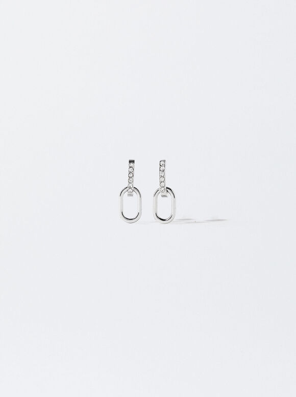 Boucles D'Oreilles En Acier Inoxydable Avec Strass, Argent, hi-res