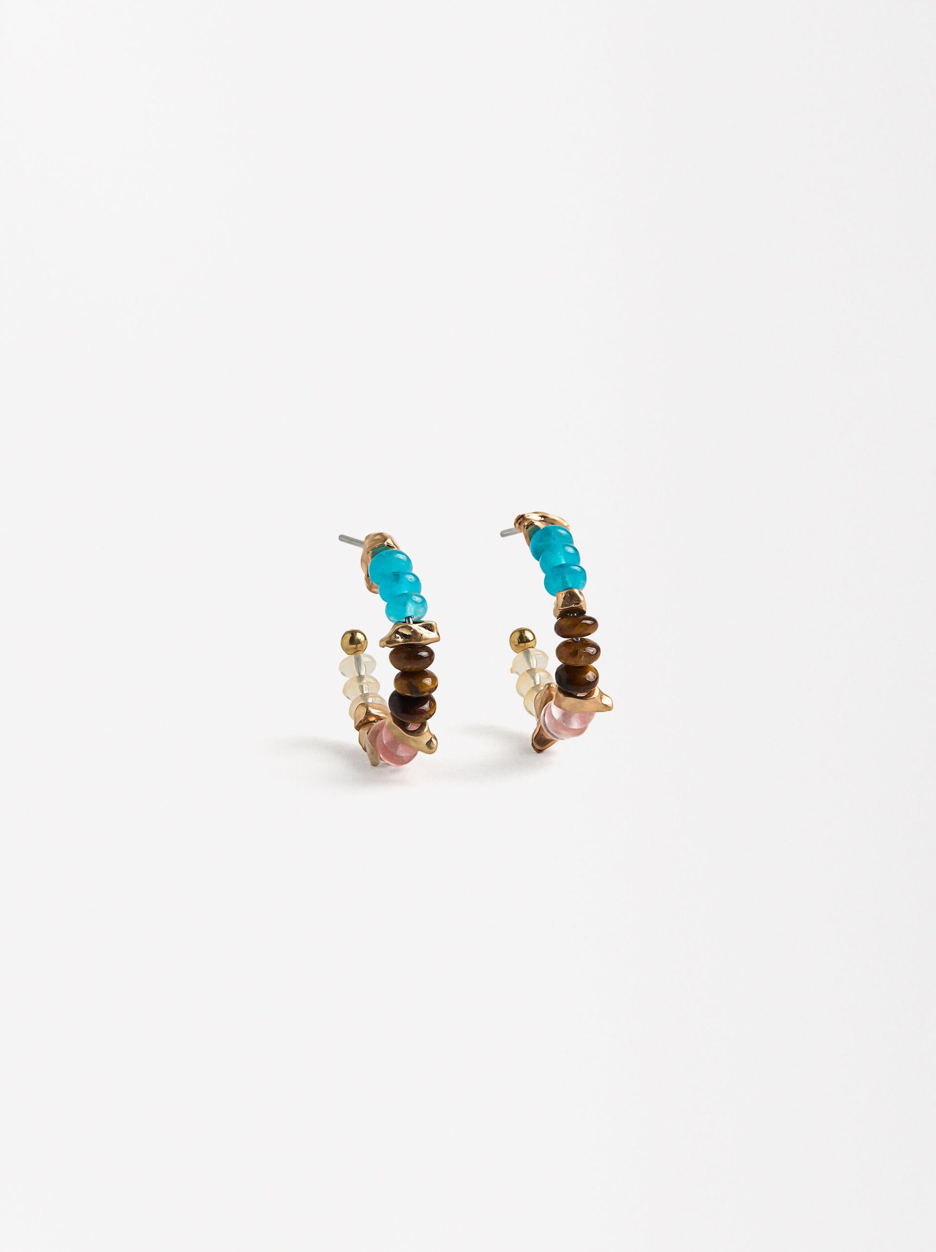 Open hoop earrings with stones image number 0.0