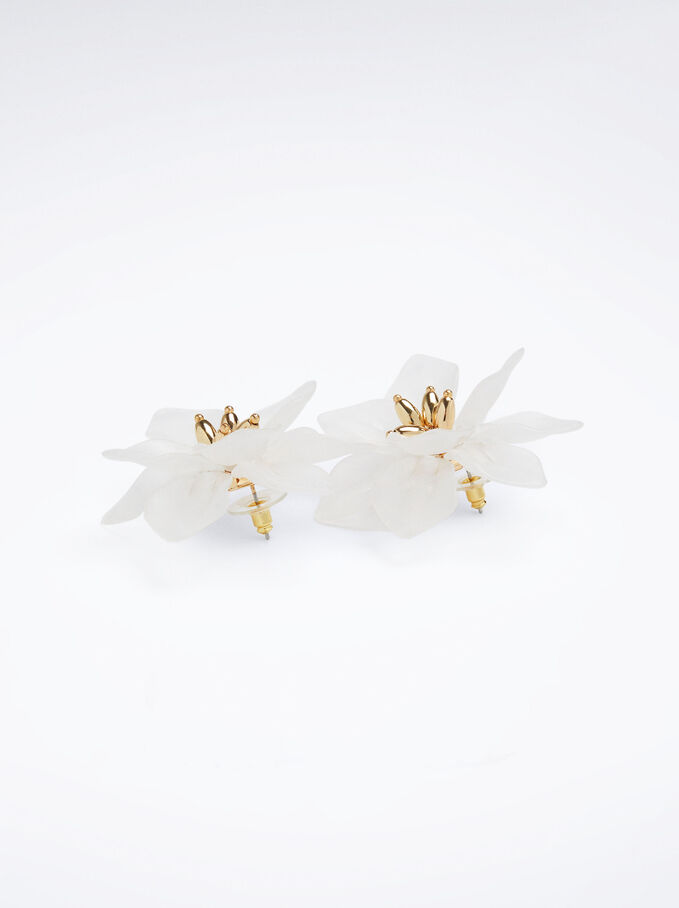 Flower Earrings, White, hi-res