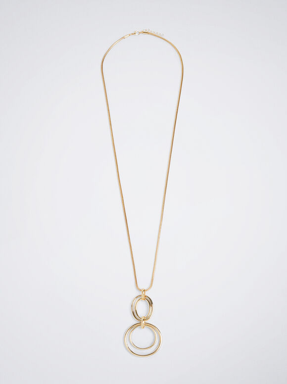 Long Necklace With Pendant, Golden, hi-res