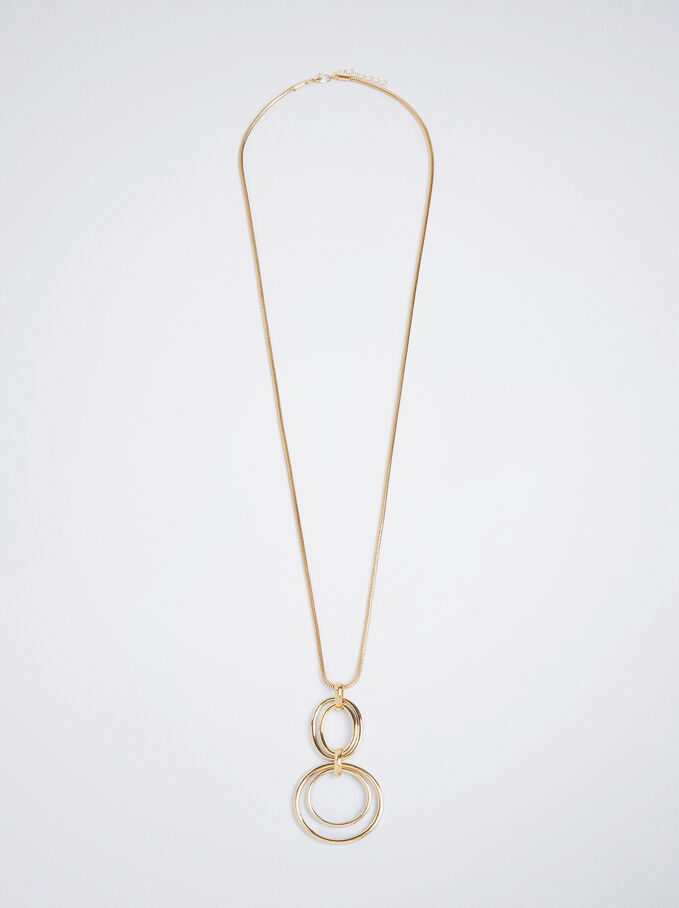 Metallic Golden Necklace, Golden, hi-res
