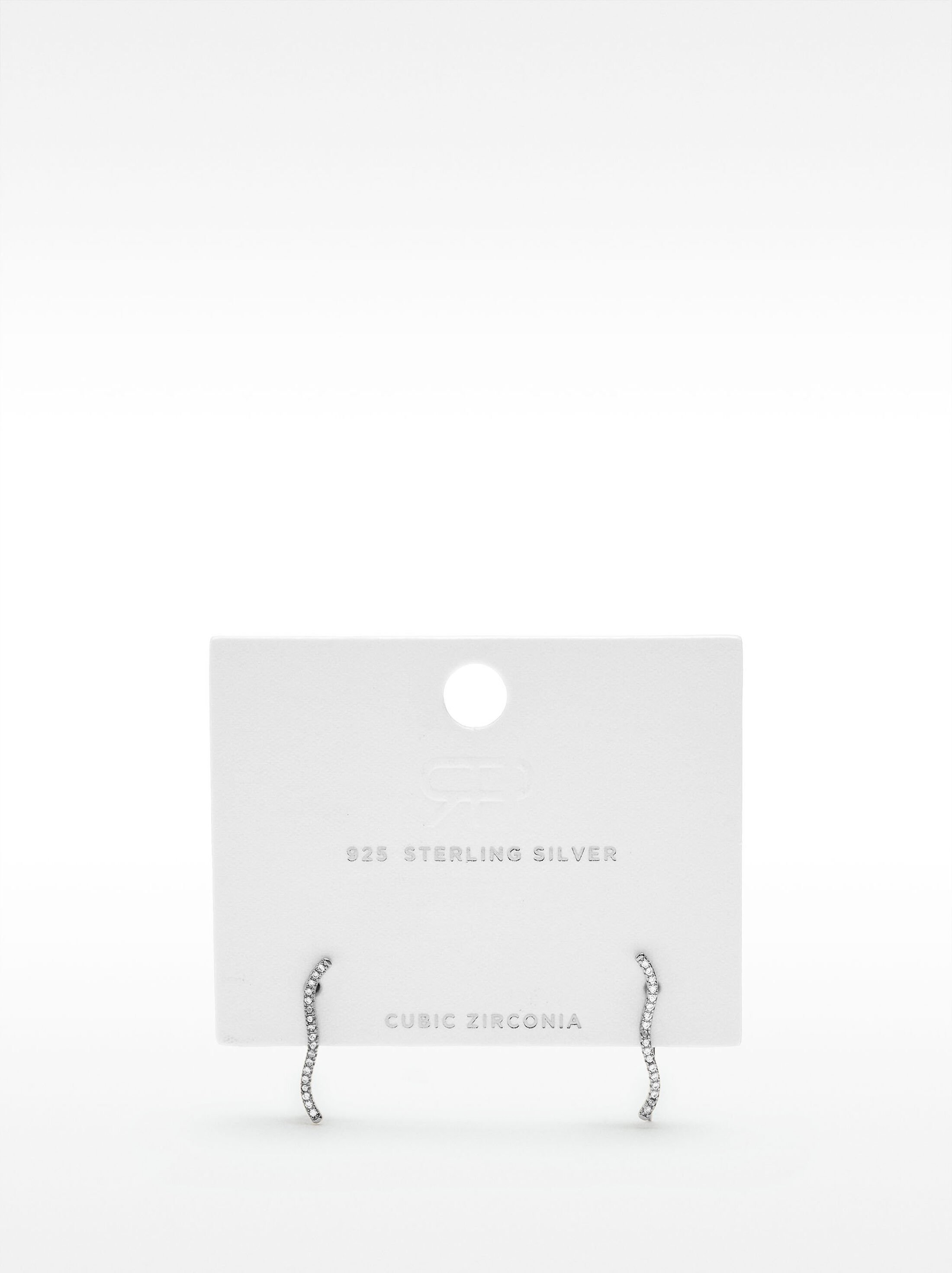 Wave earrings with cubic zirconia - 925 sterling silver image number 3.0