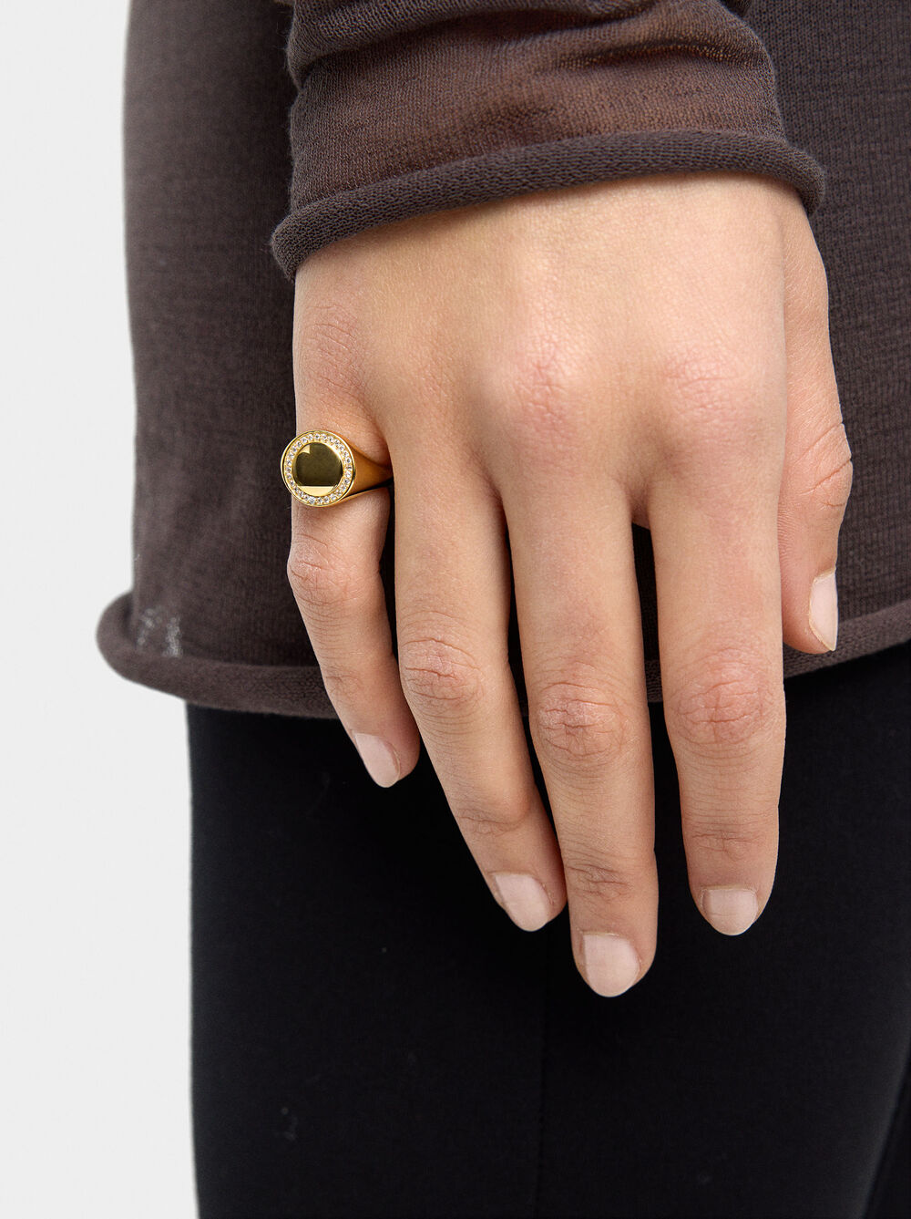 Signet ring with zirconia - 925 sterling silver