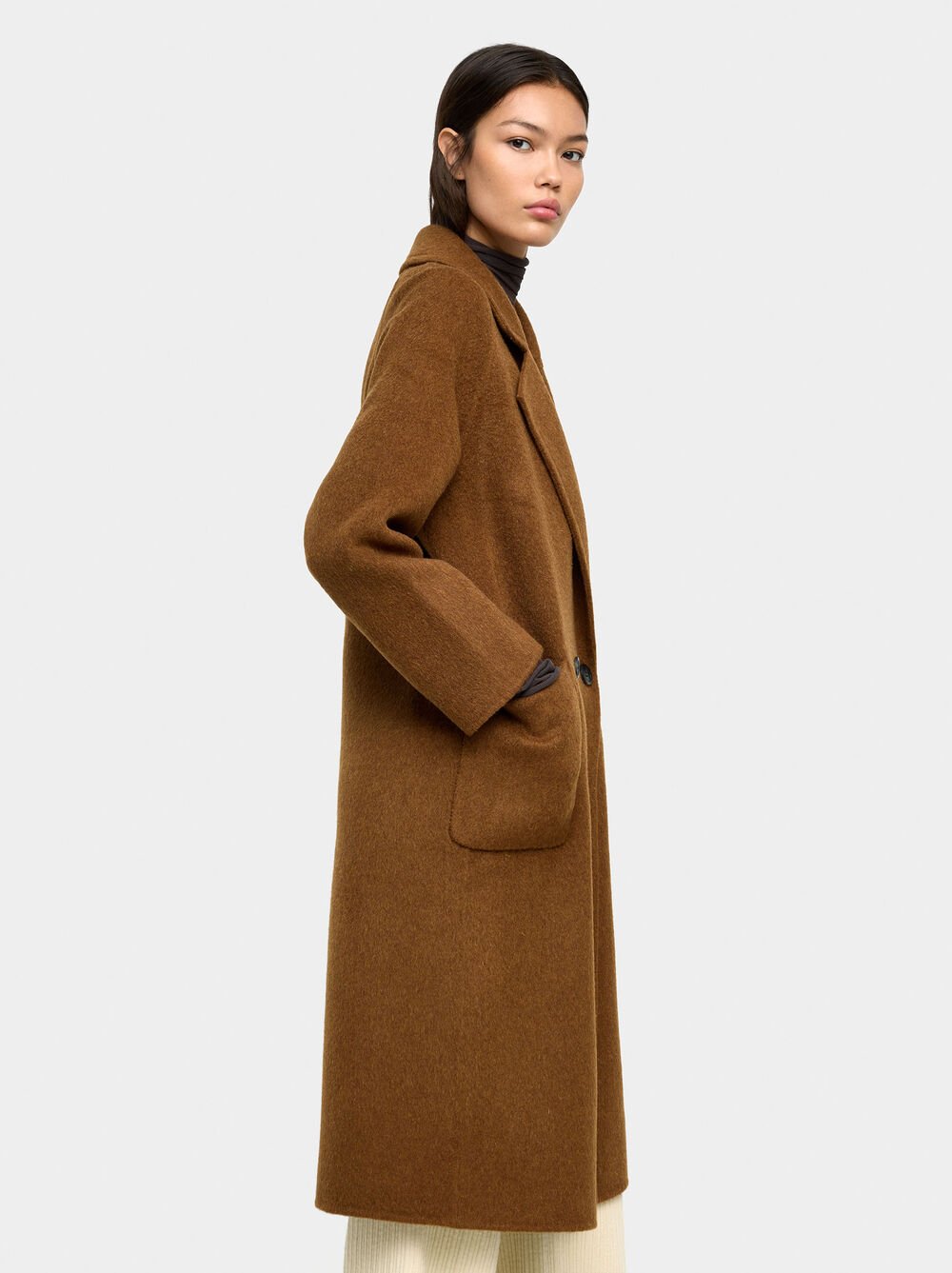 Long coat with wool blend