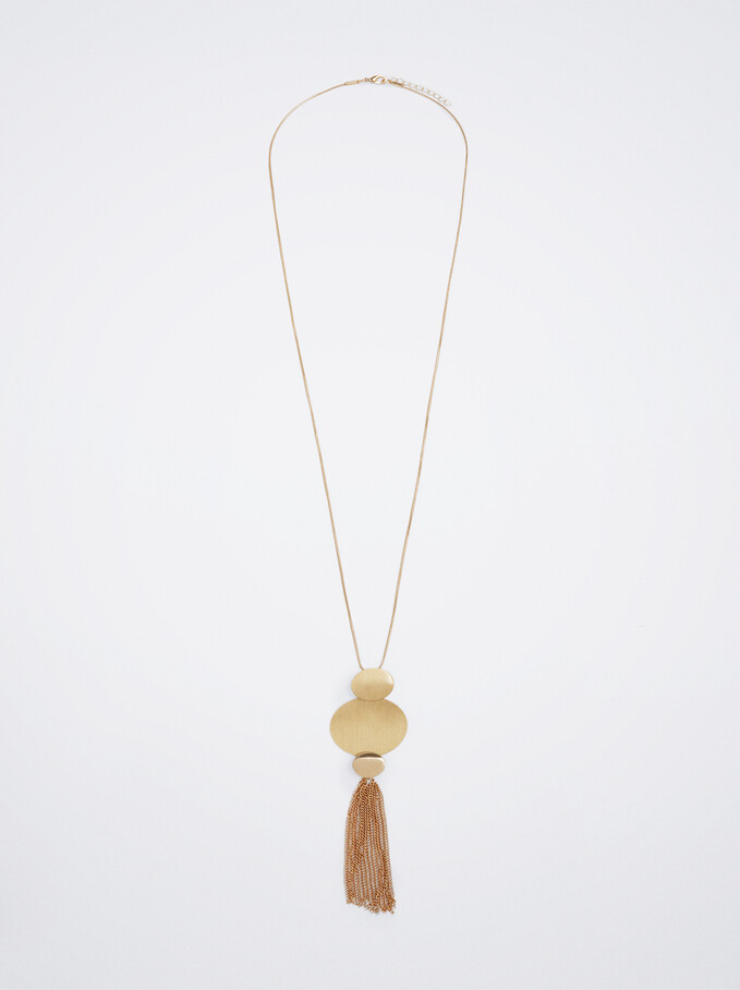 Golden Necklace With Pendant, Golden, hi-res