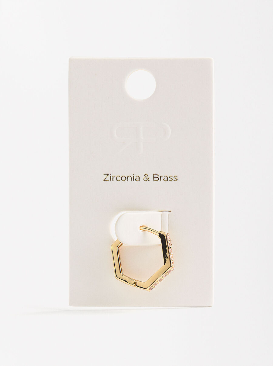 Orecchino singolo pavé esagonale con zirconi 