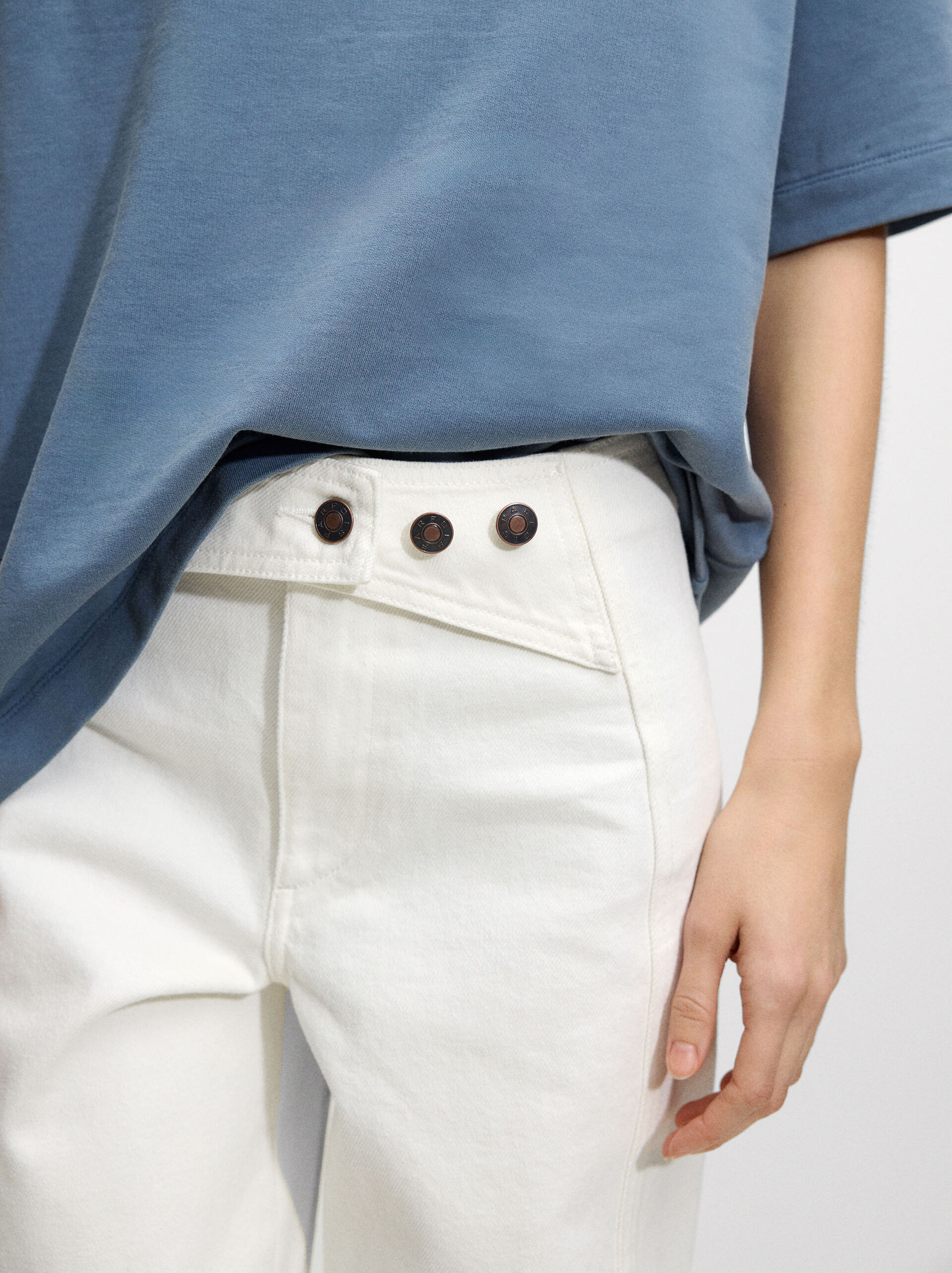 Cross detail denim pants image number 5.0