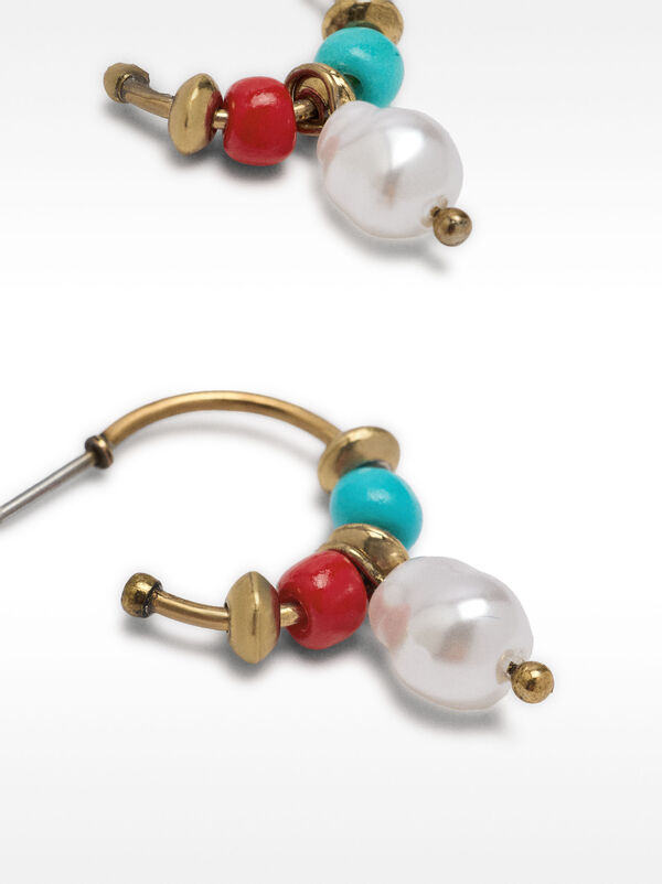 Multicolored hoop earring with pearl
