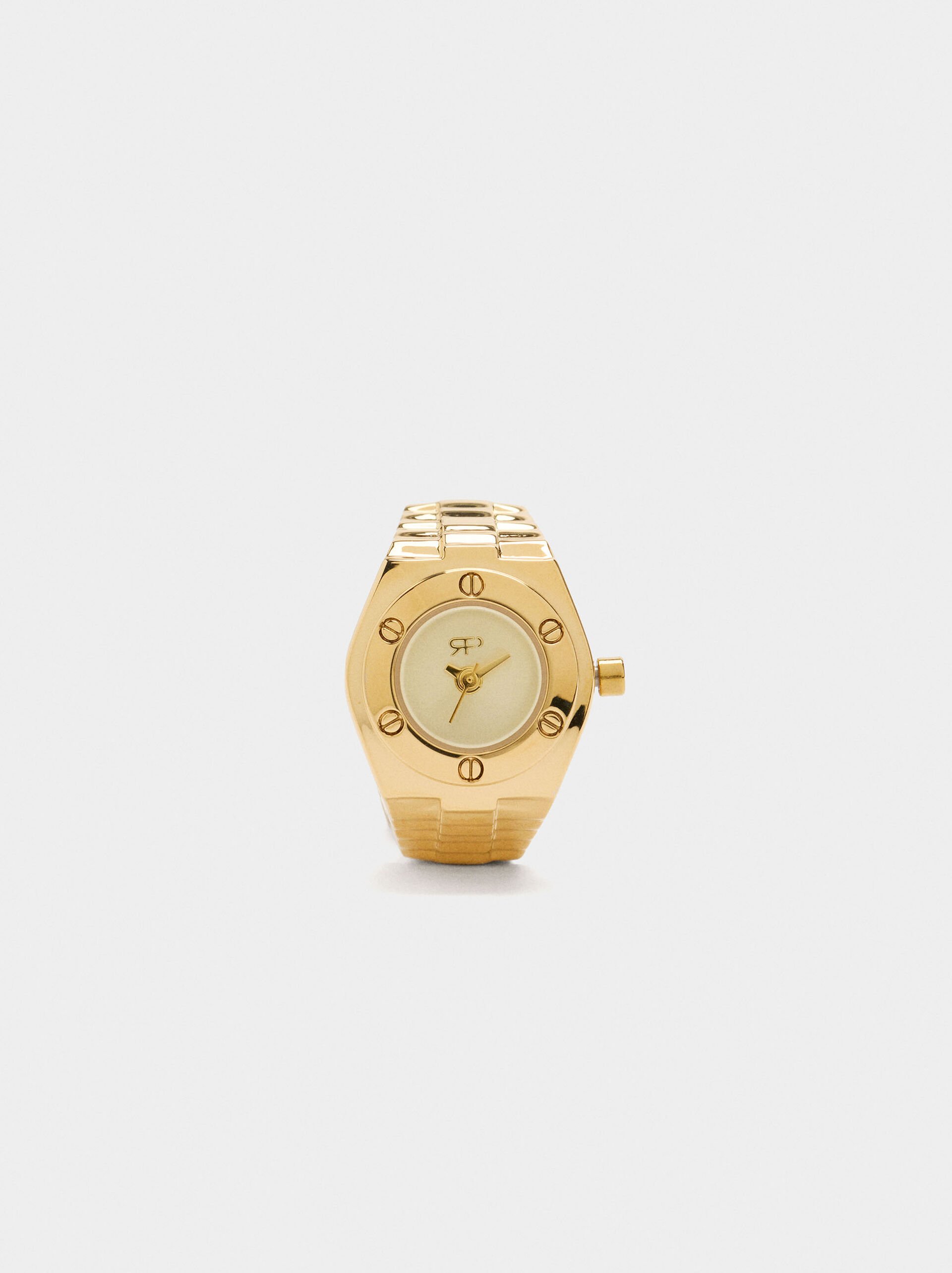 Ring watch with gold-colored steel image number 0.0