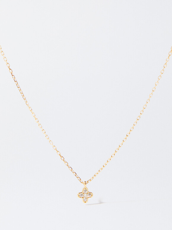 926 Silver Necklace With Zirconia, Golden, hi-res