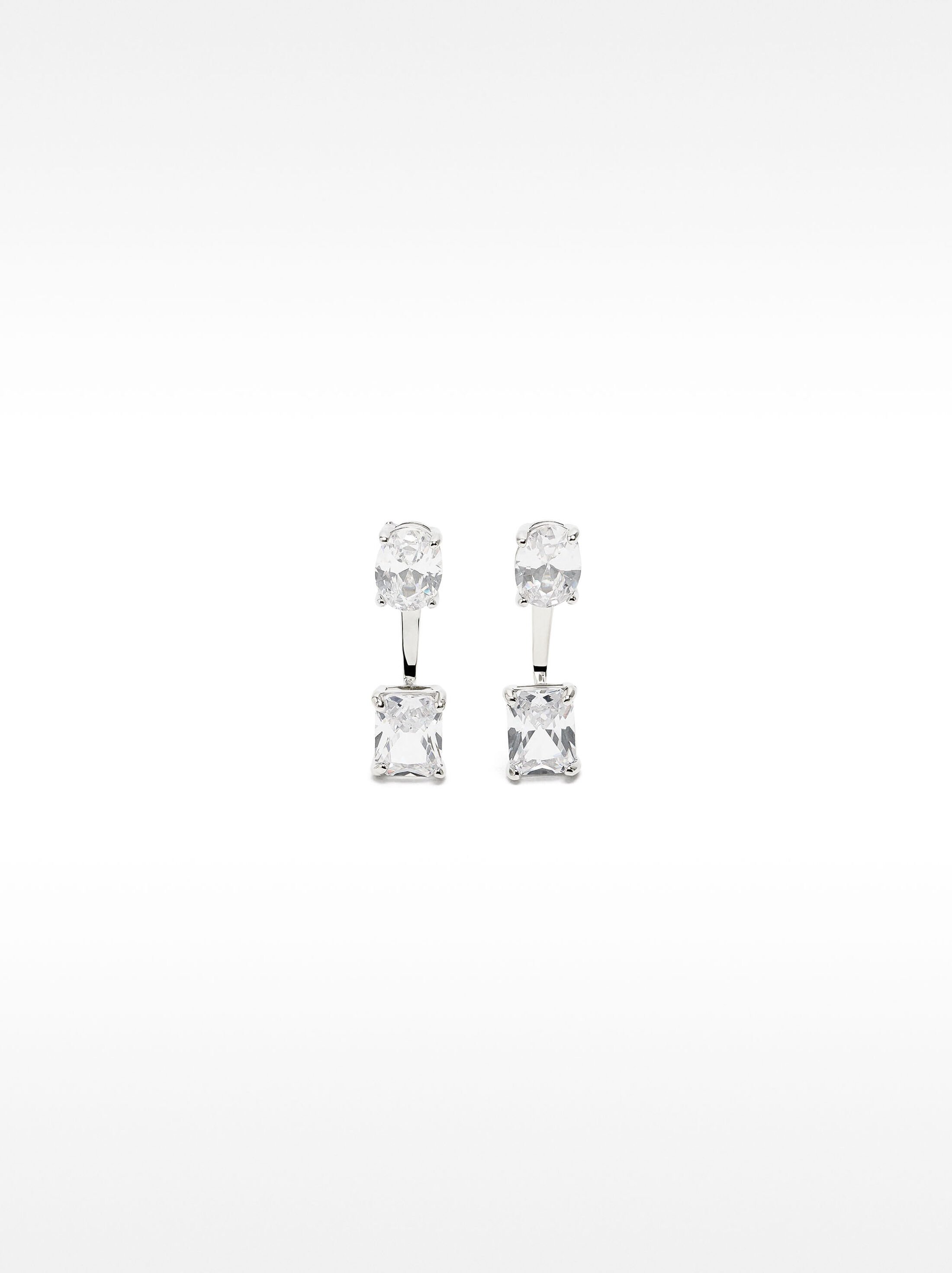 Brincos earjacket com zircónias  image number 0.0