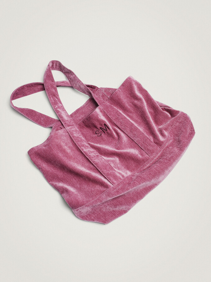 Velvet Customizable Shopper Bag, Pink, hi-res
