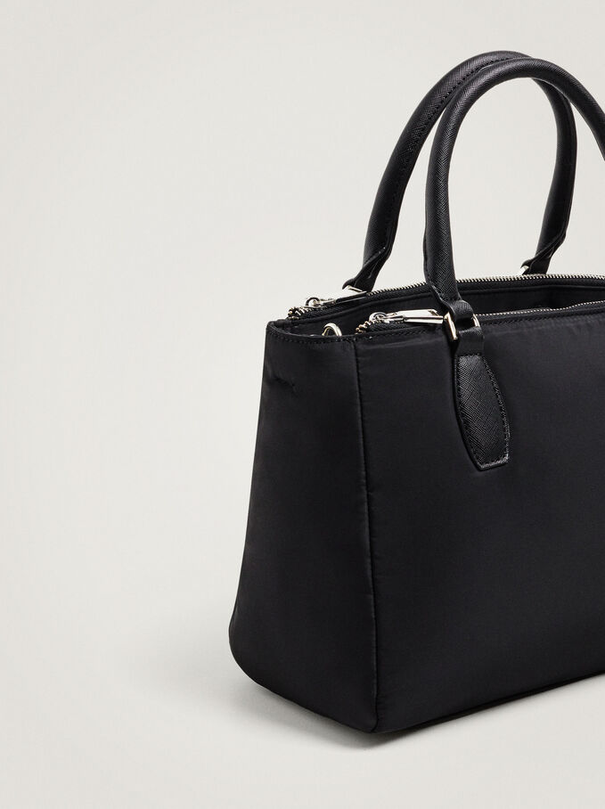 Nylon Bag With Removable Purse, Black, hi-res